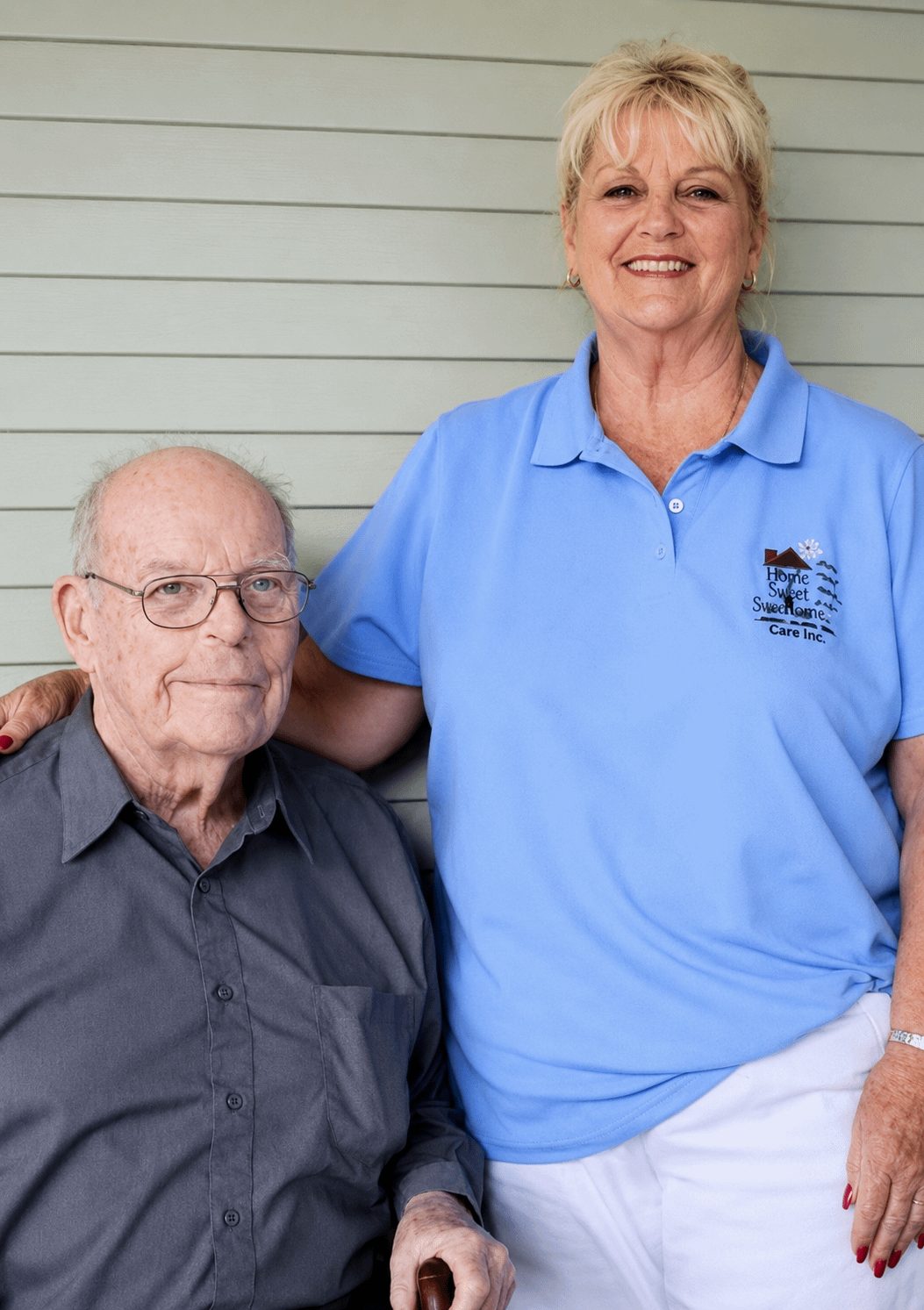 Home Sweet Home Care personal care assistant spending time with a male client